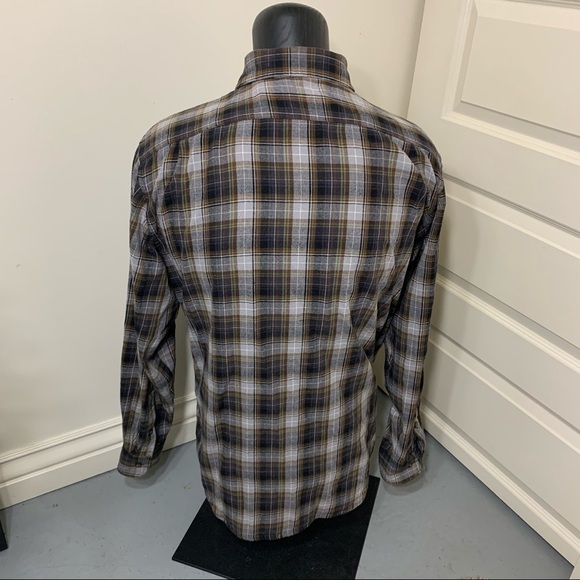Wind River Flannel Shirt Button Down Men Sz XLT Plaid Brown Grey Long Sleeves - Picture 9 of 10